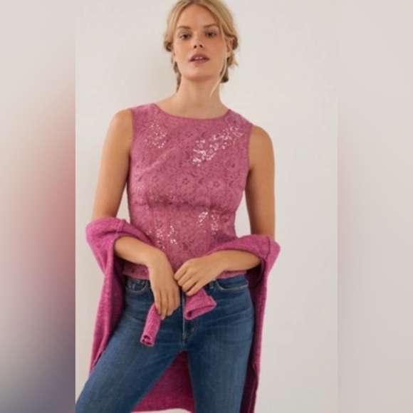 Anthropologie Tops - Anthropologie Dusty Rose Soraya Sequined Blouse Sz 10